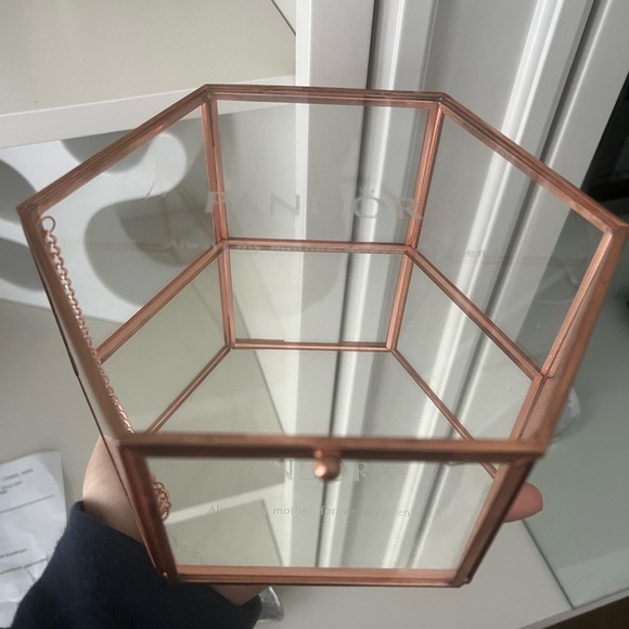 PANDORA Glass Jewelry Storage Box Octagon Copper Collectible Piece 2017 EUC - Picture 16 of 17